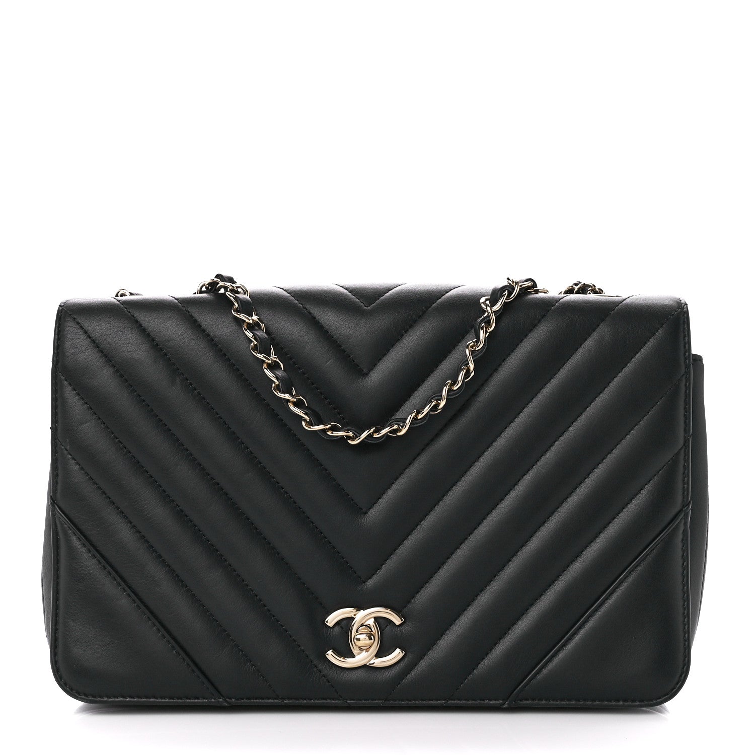 Chanel Calfskin Chevron Quilted Medium Statement Flap Black 1 of 11