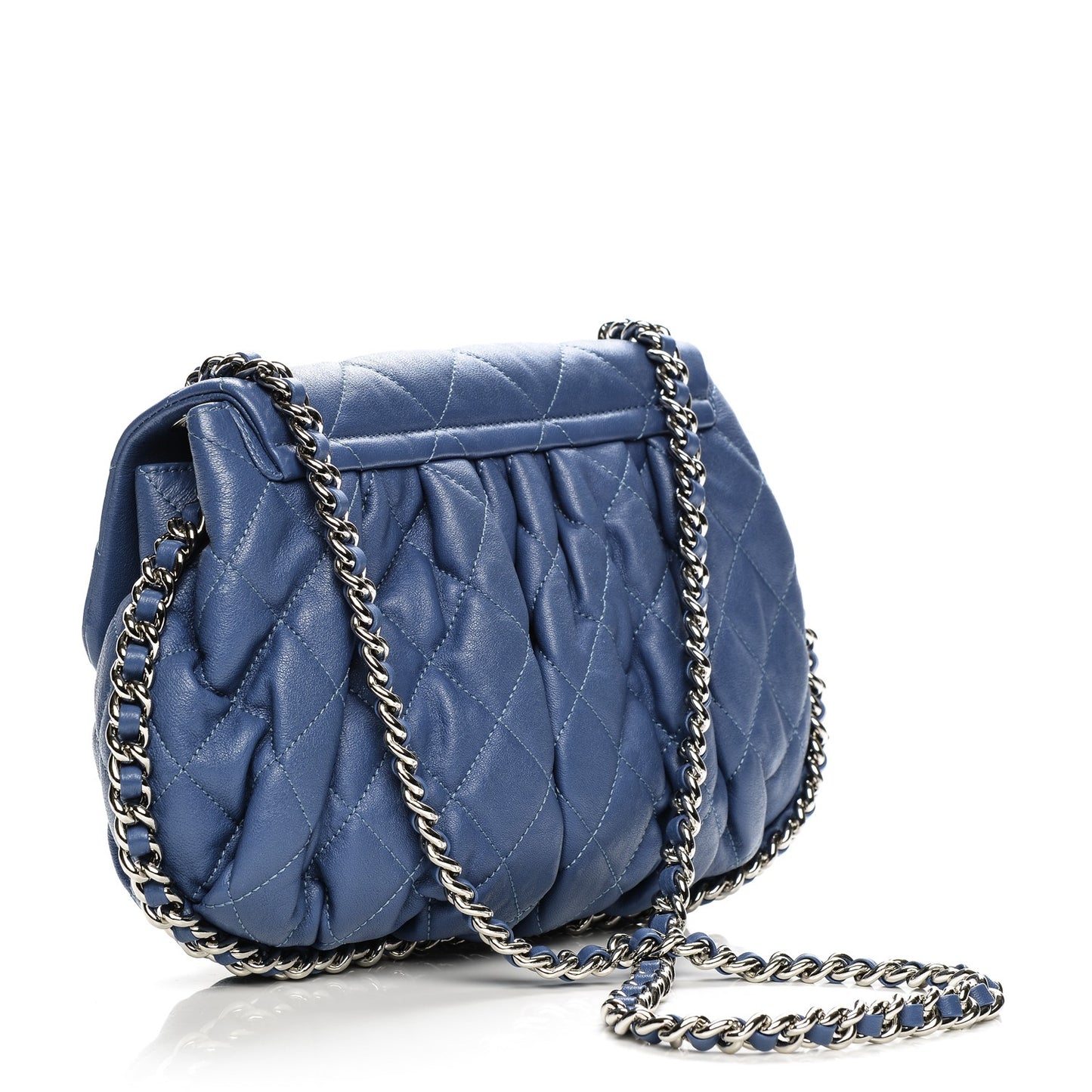 Washed Lambskin Medium Chain Around Messenger Blue