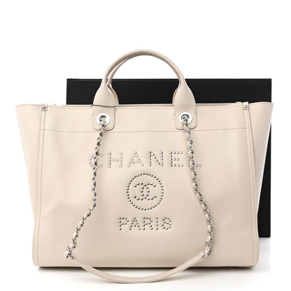 Chanel Caviar Medium Studded Deauville Tote Ivory 11 of 11