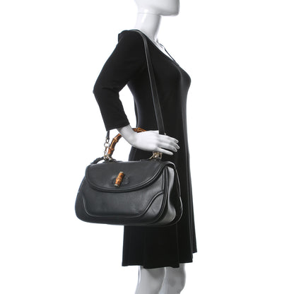 Gucci Calfskin Large New Bamboo Top Handle Bag Black 2 of 13
