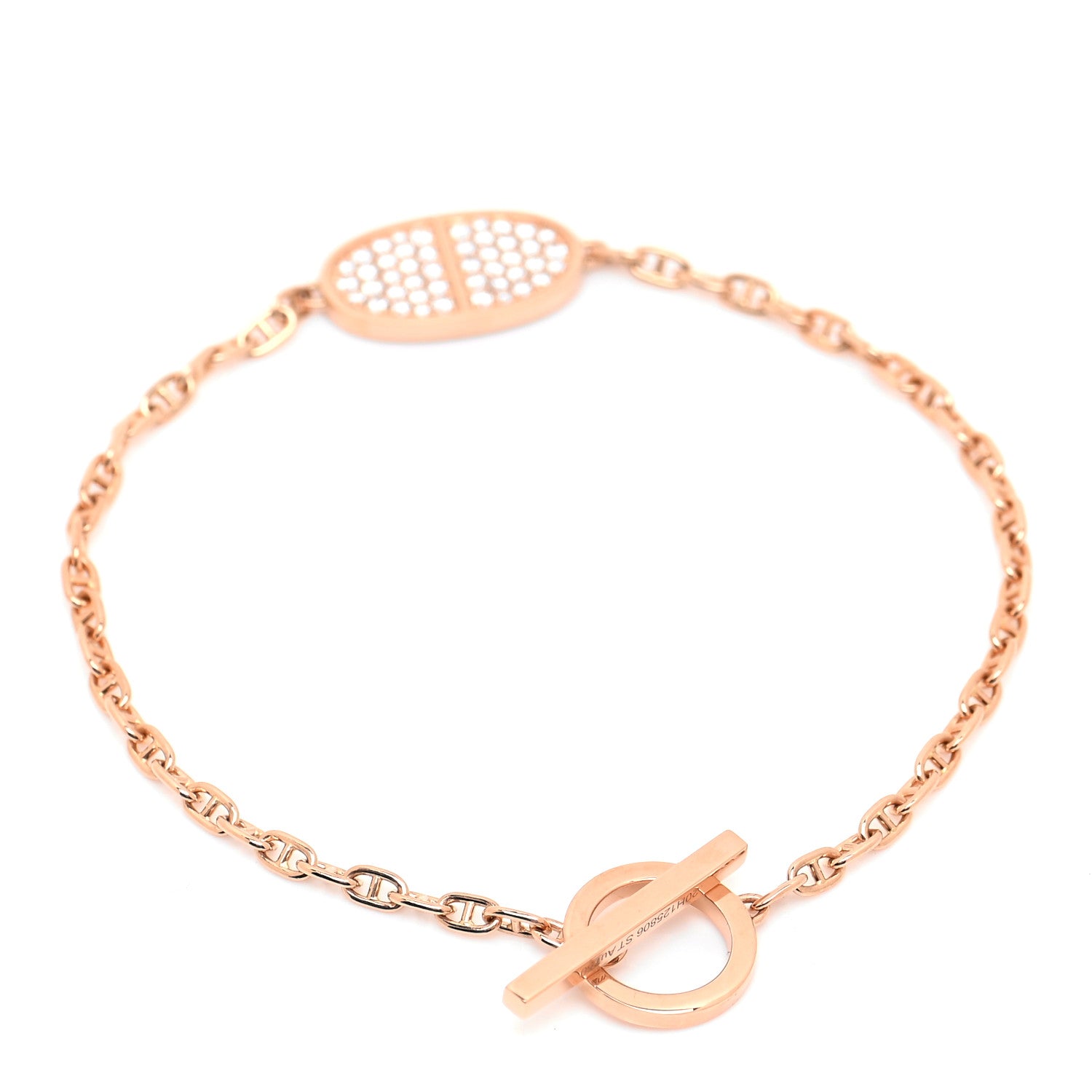 Hermes 18K Rose Gold Diamond Chaine d'Ancre Verso Bracelet ST 3 of 9