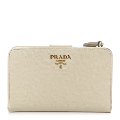 Prada Saffiano Metal Compact Wallet Cera 1 of 5