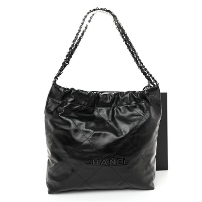 Chanel Shiny Calfskin Quilted Small Chanel 22 So Black 11 of 11