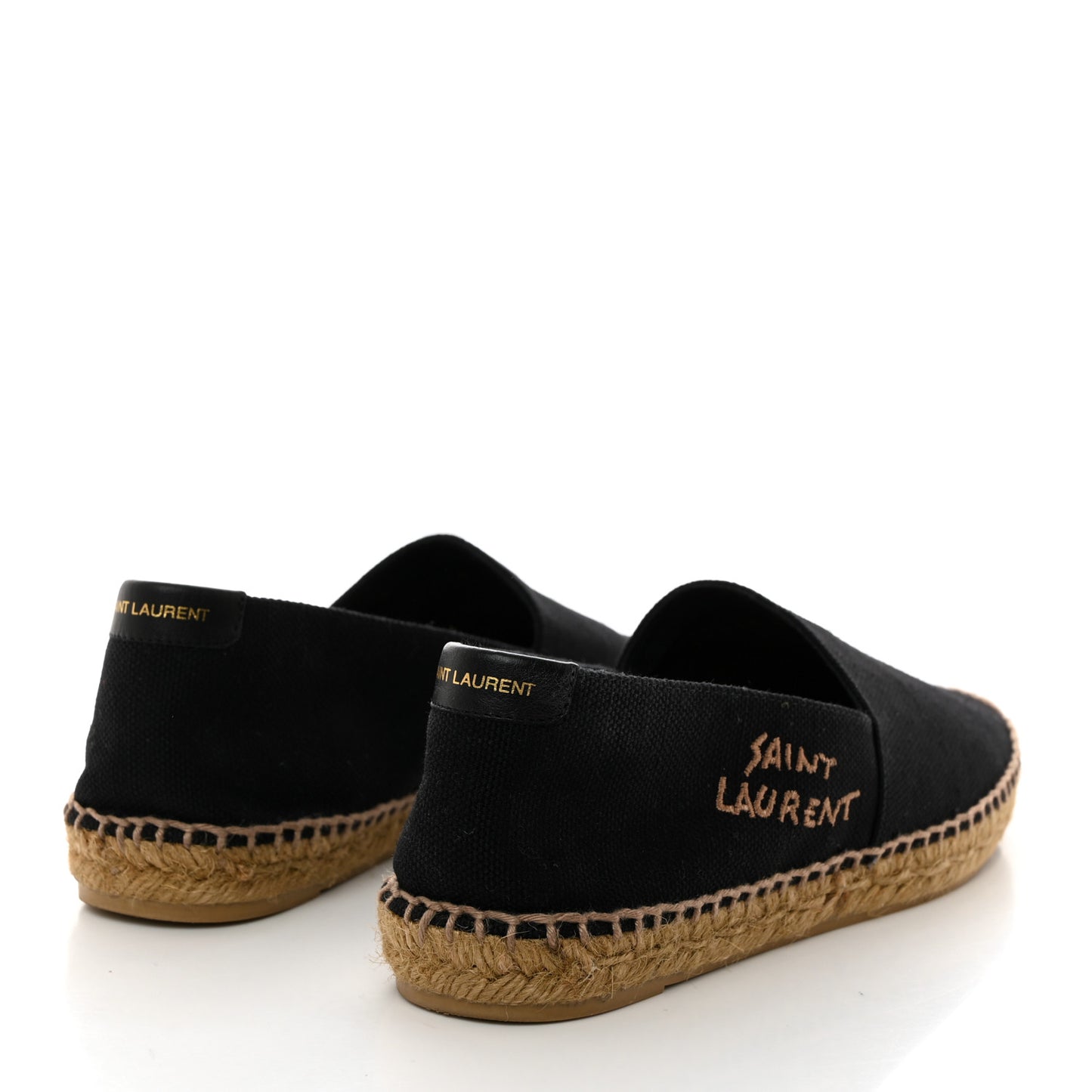 Canvas Nappa Elba Light Logo Embroidered Espadrilles 38.5 Black
