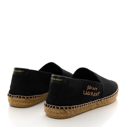 Saint Laurent Canvas Nappa Elba Light Logo Embroidered Espadrilles 38.5 Black 4 of 11