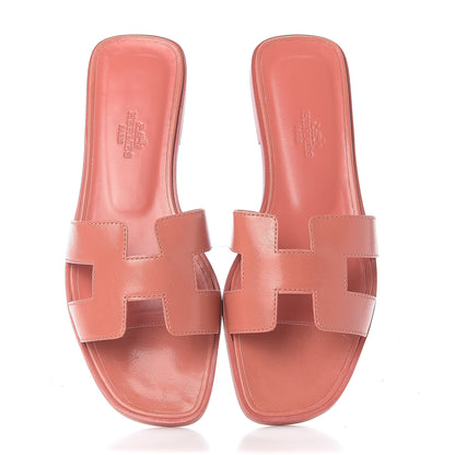 Hermes Chevre Oran Sandals 37 Rouge Blush 5 of 11