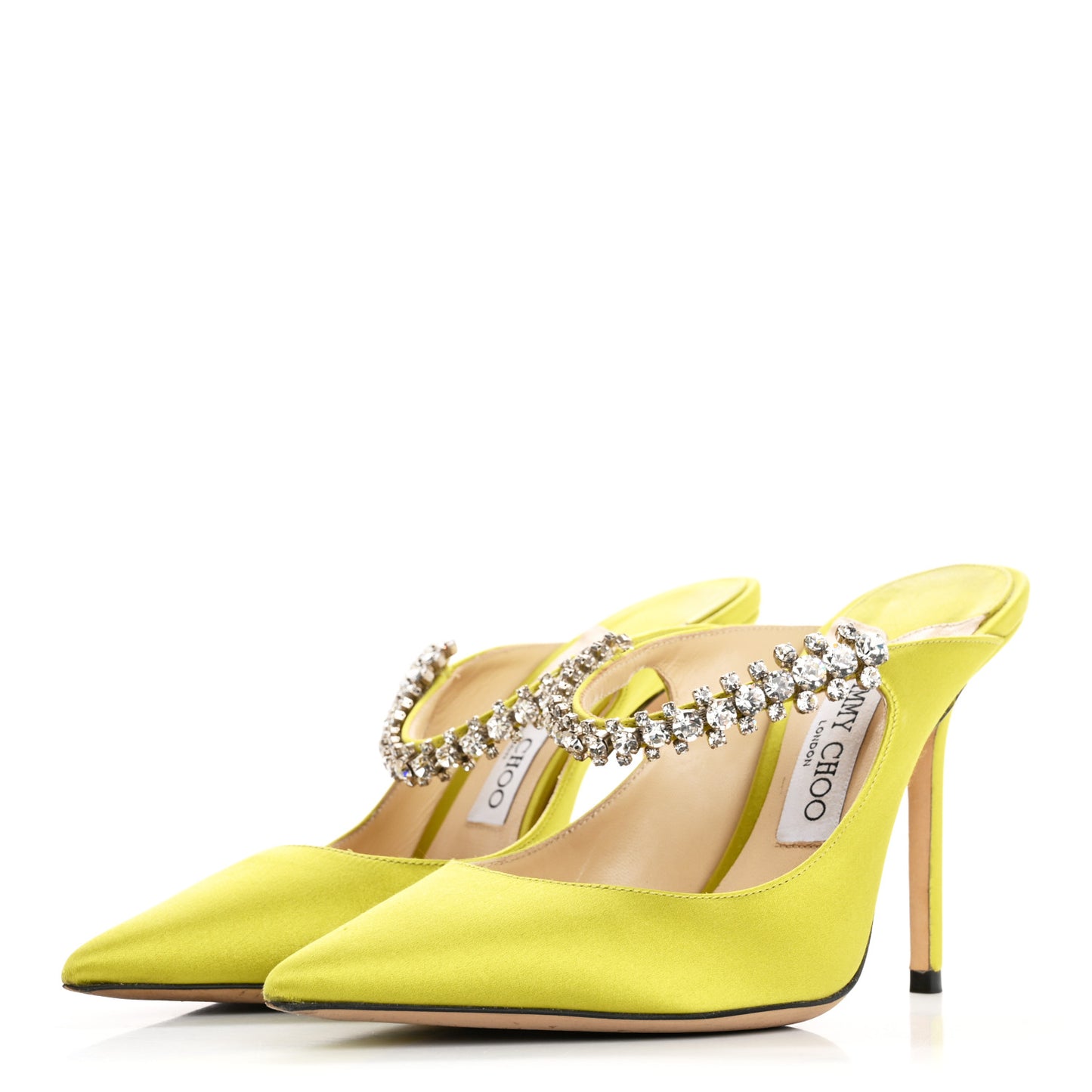 Satin Crystal Bing 85 Pumps 38.5 Lime