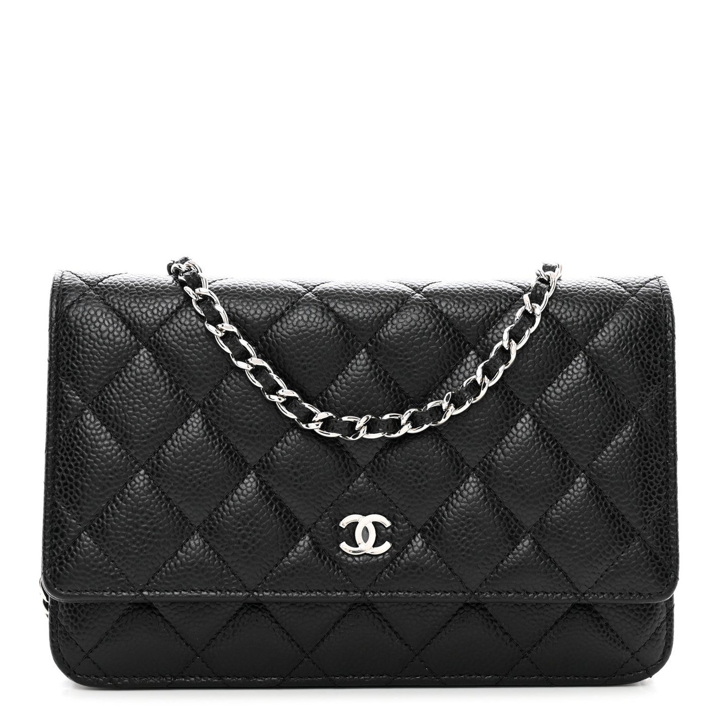 Caviar Quilted Wallet on Chain WOC Black