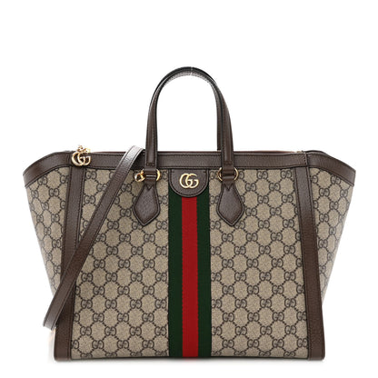 Gucci GG Supreme Monogram Web Medium Ophidia Tote Bag Brown 1 of 9