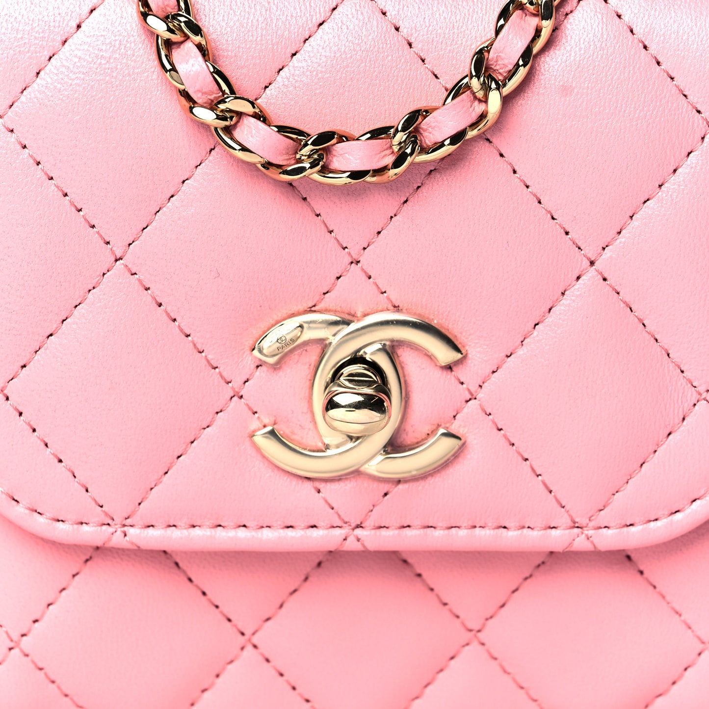 Lambskin Quilted Mini Trendy CC Clutch With Chain Pink