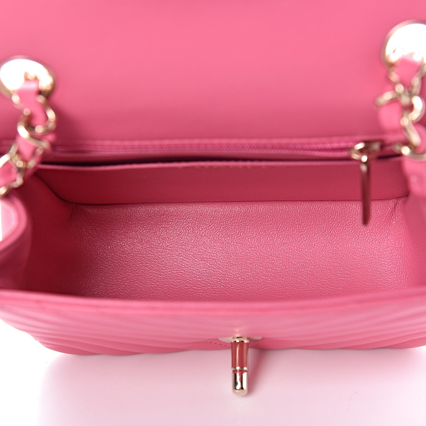 Lambskin Chevron Quilted Mini Square Flap Fuchsia