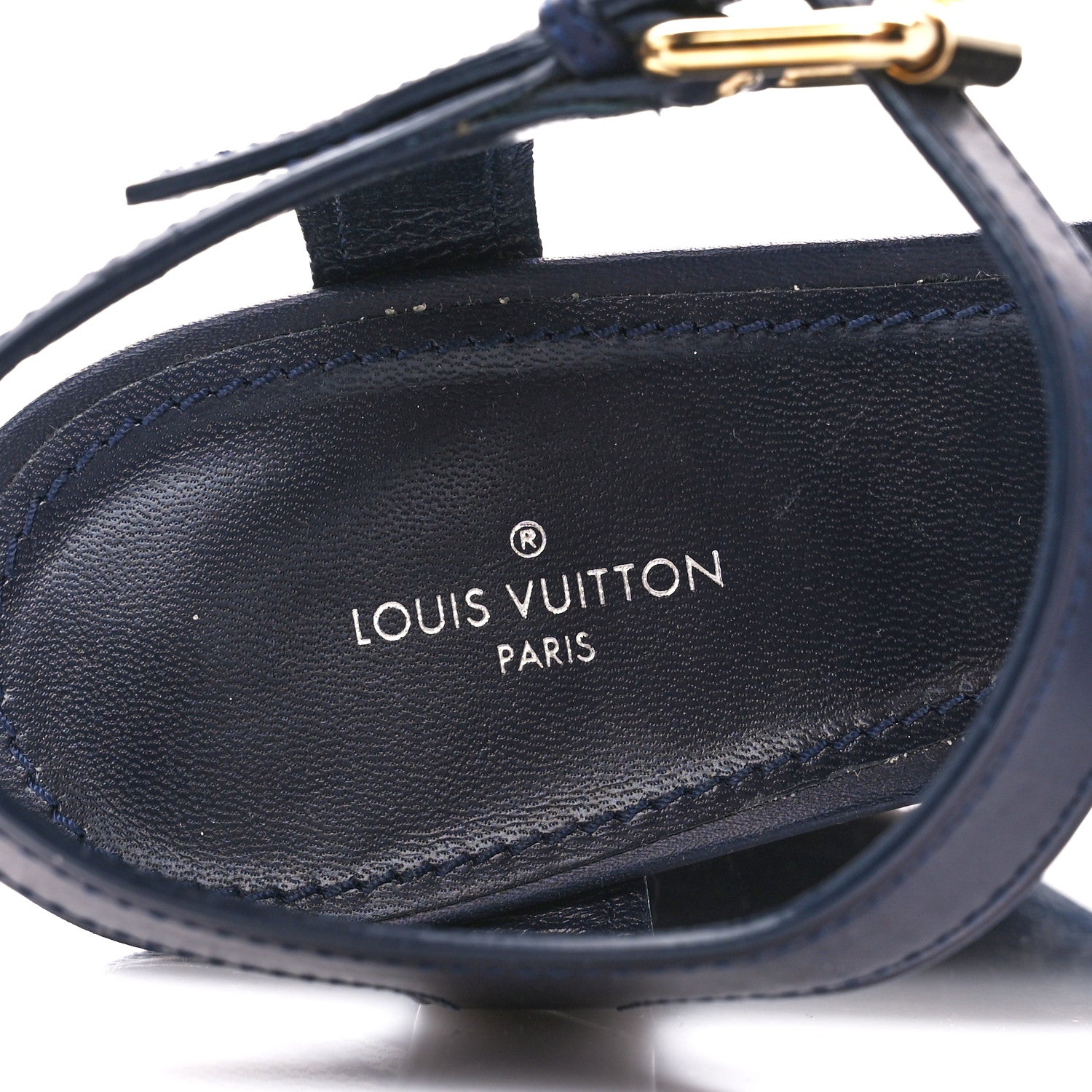 Louis Vuitton Calfskin Monogram Denim Waterfall Wedge Sandals 39 Blue 7 of 8