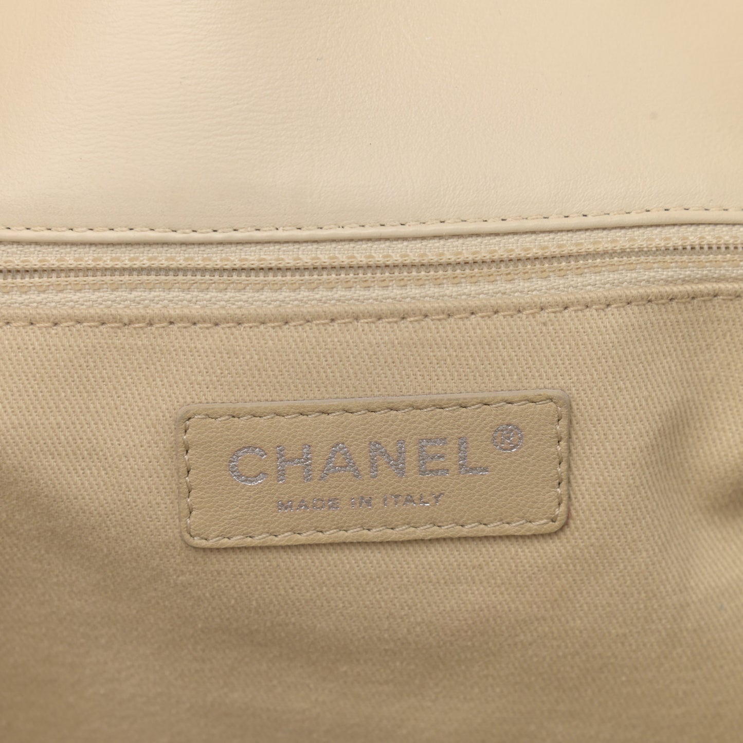 Calfskin Stitched Large Expandable Flap Bag White