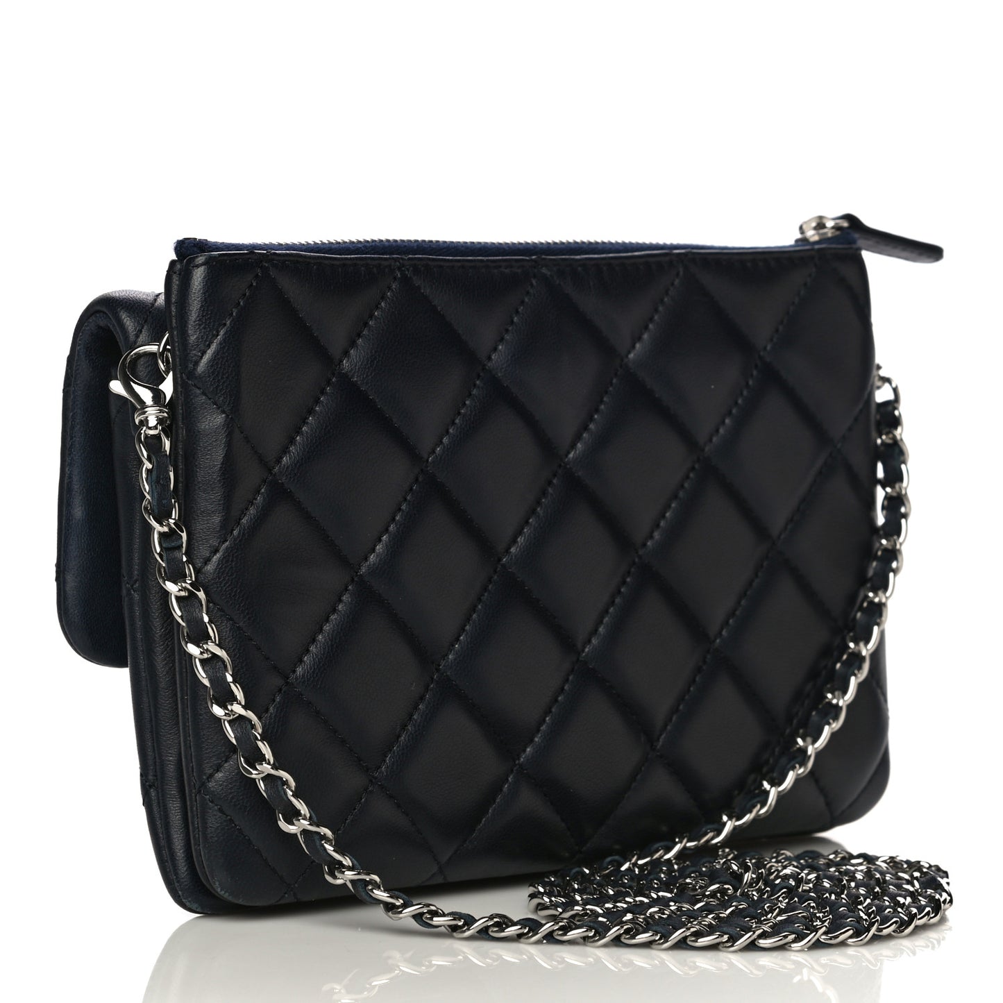 Lambskin Quilted Daily Zippy Crossbody Navy