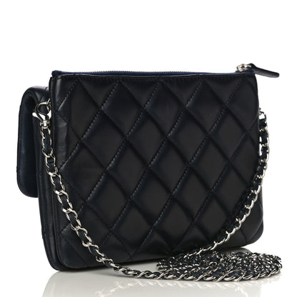 Chanel Lambskin Quilted Daily Zippy Crossbody Navy 3 of 17