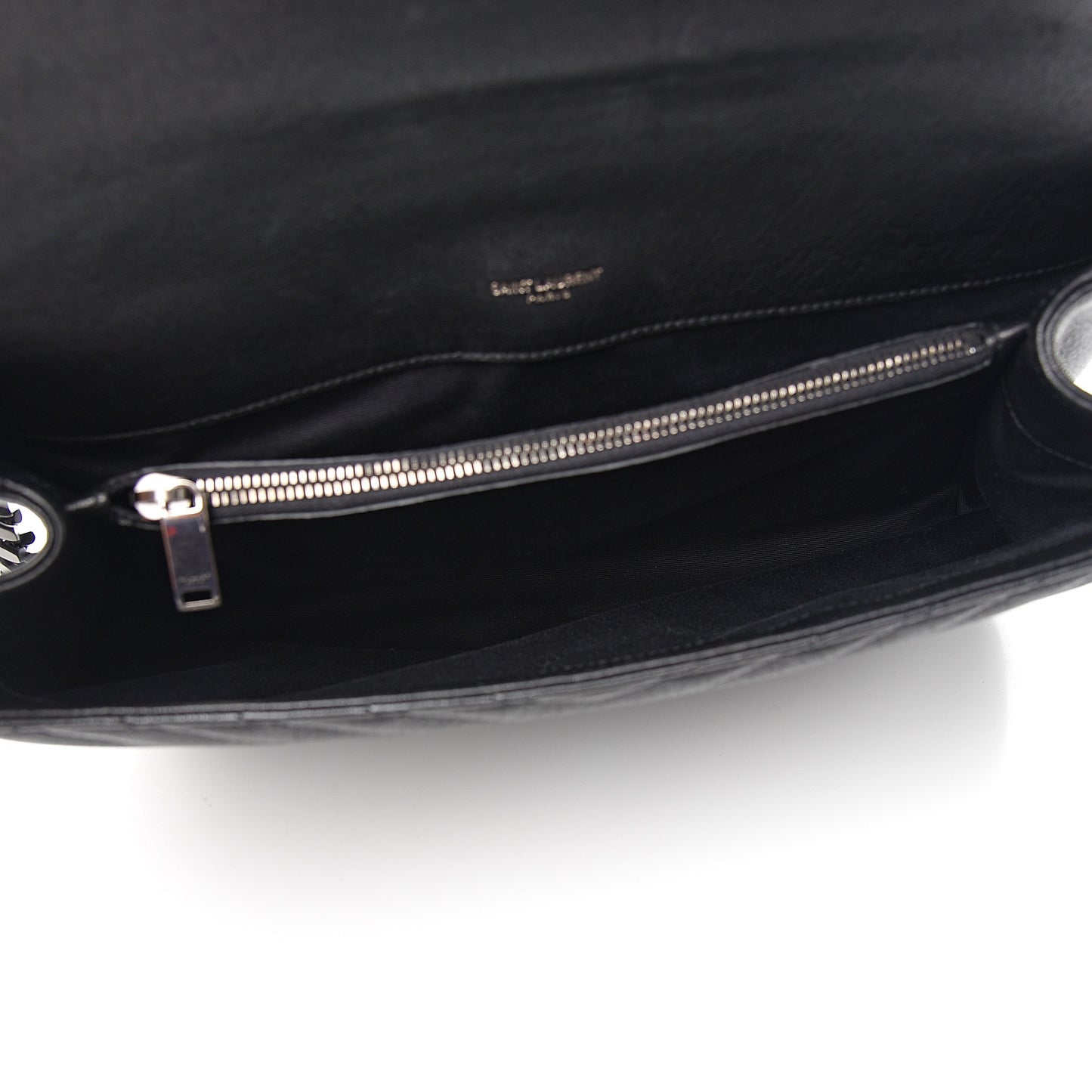 Sheepskin Matelasse Chevron Monogram Large College Satchel Black