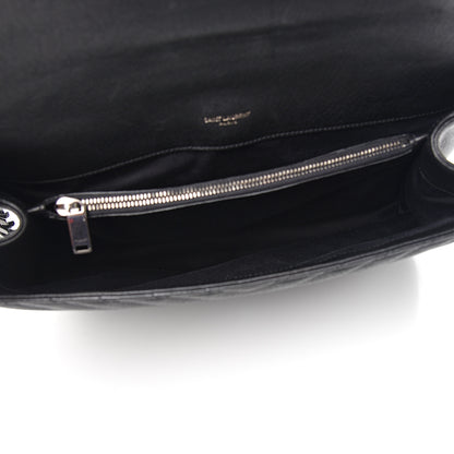 Saint Laurent Sheepskin Matelasse Chevron Monogram Large College Satchel Black 4 of 8