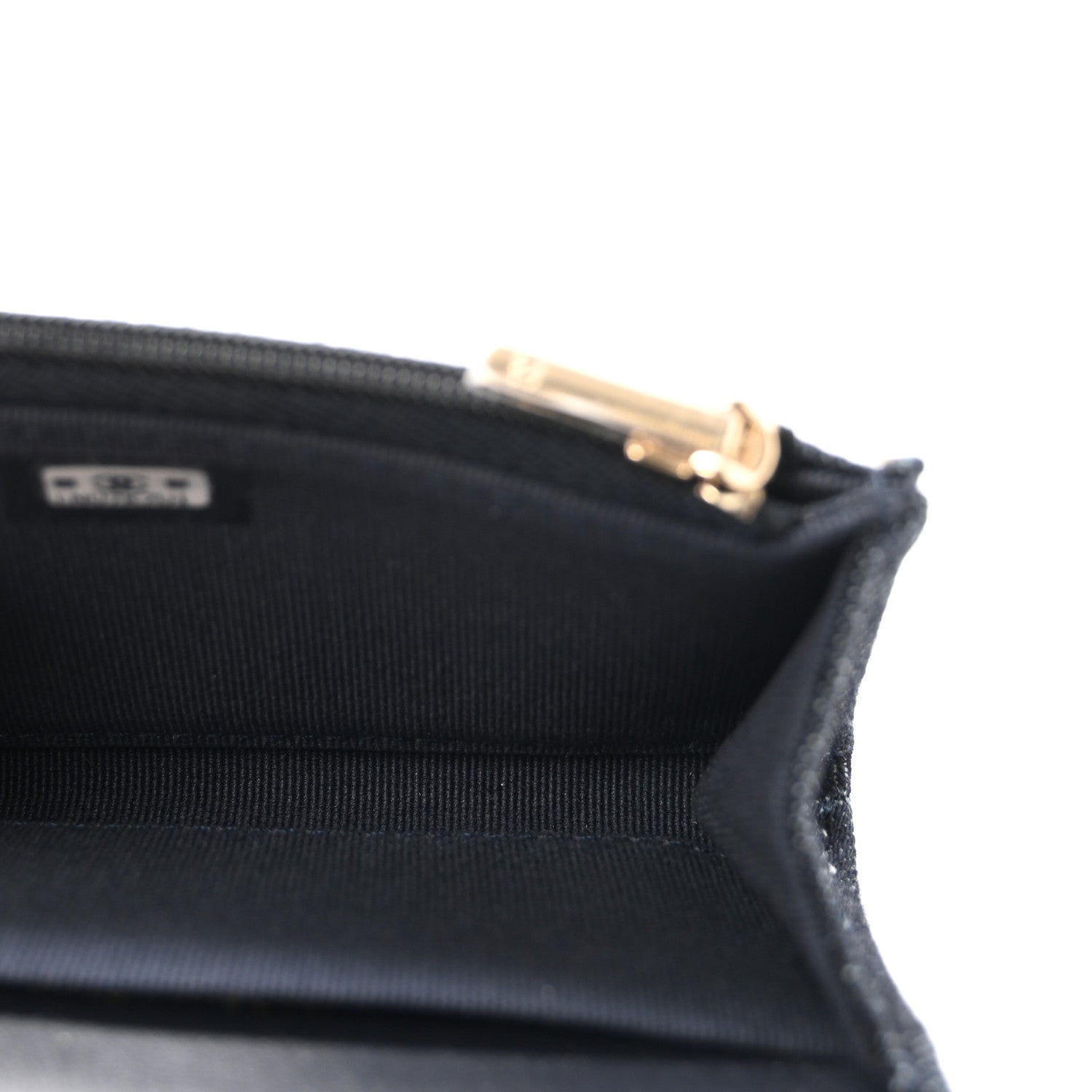 Chanel Denim Quilted Flap Card Holder Wallet Dark Blue Orange 5 of 8