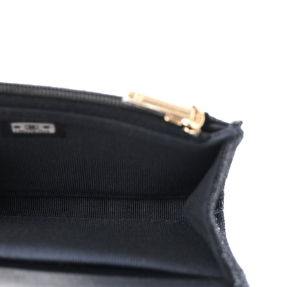 Chanel Denim Quilted Flap Card Holder Wallet Dark Blue Orange 5 of 8