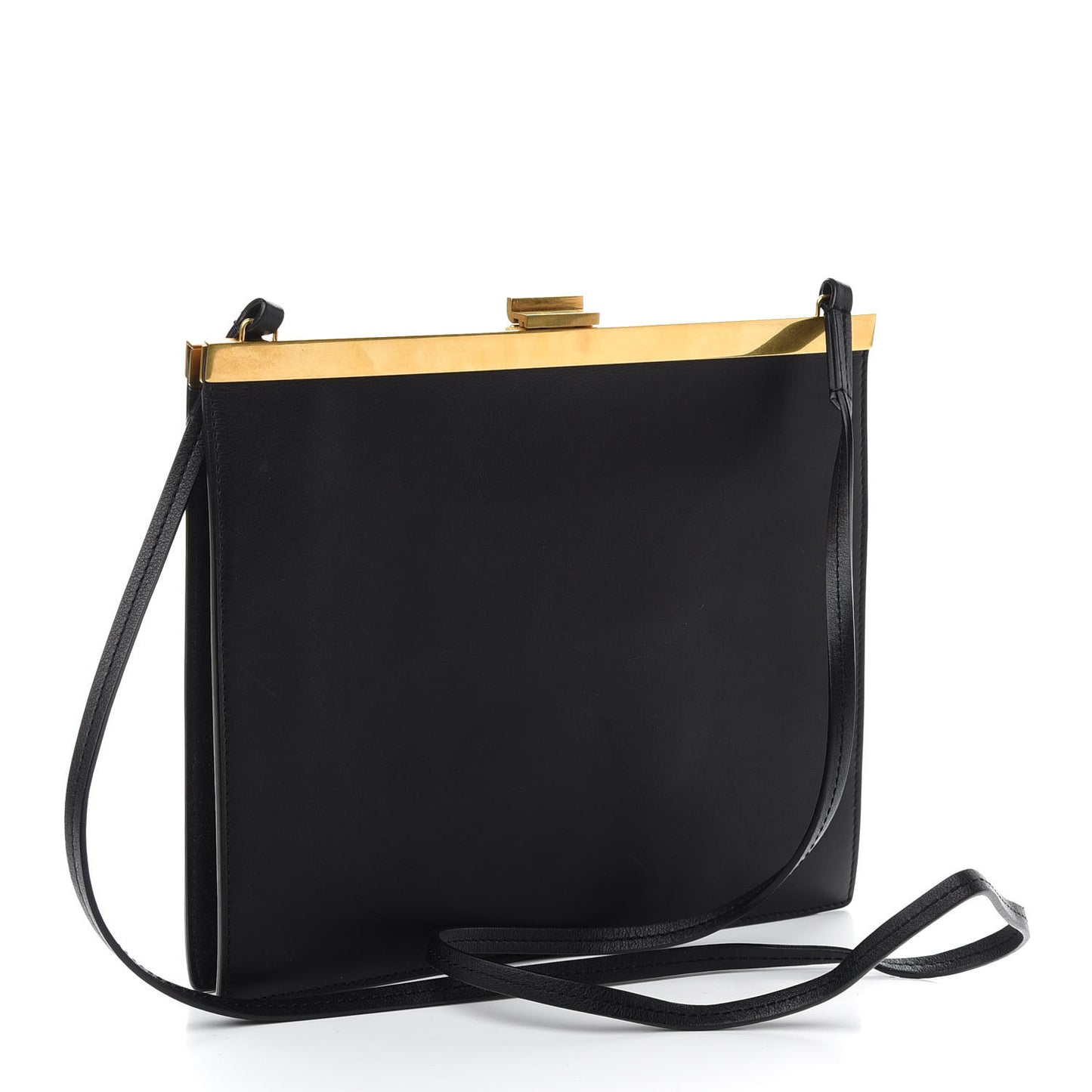 Smooth Calfskin Mini Clasp Bag Black