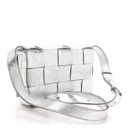 Bottega Veneta Metallic Lambskin Maxi Intrecciato Cassette Crossbody Bag Silver 6 of 31