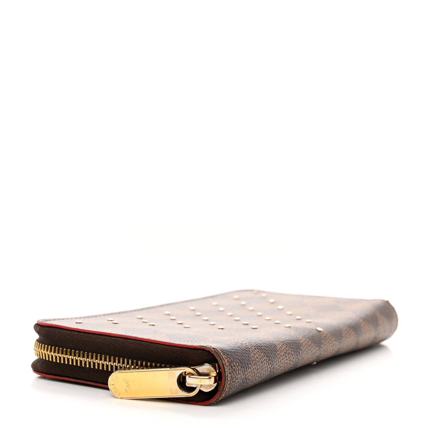 LOUIS VUITTON Damier Ebene Studded Zippy Wallet Cherry