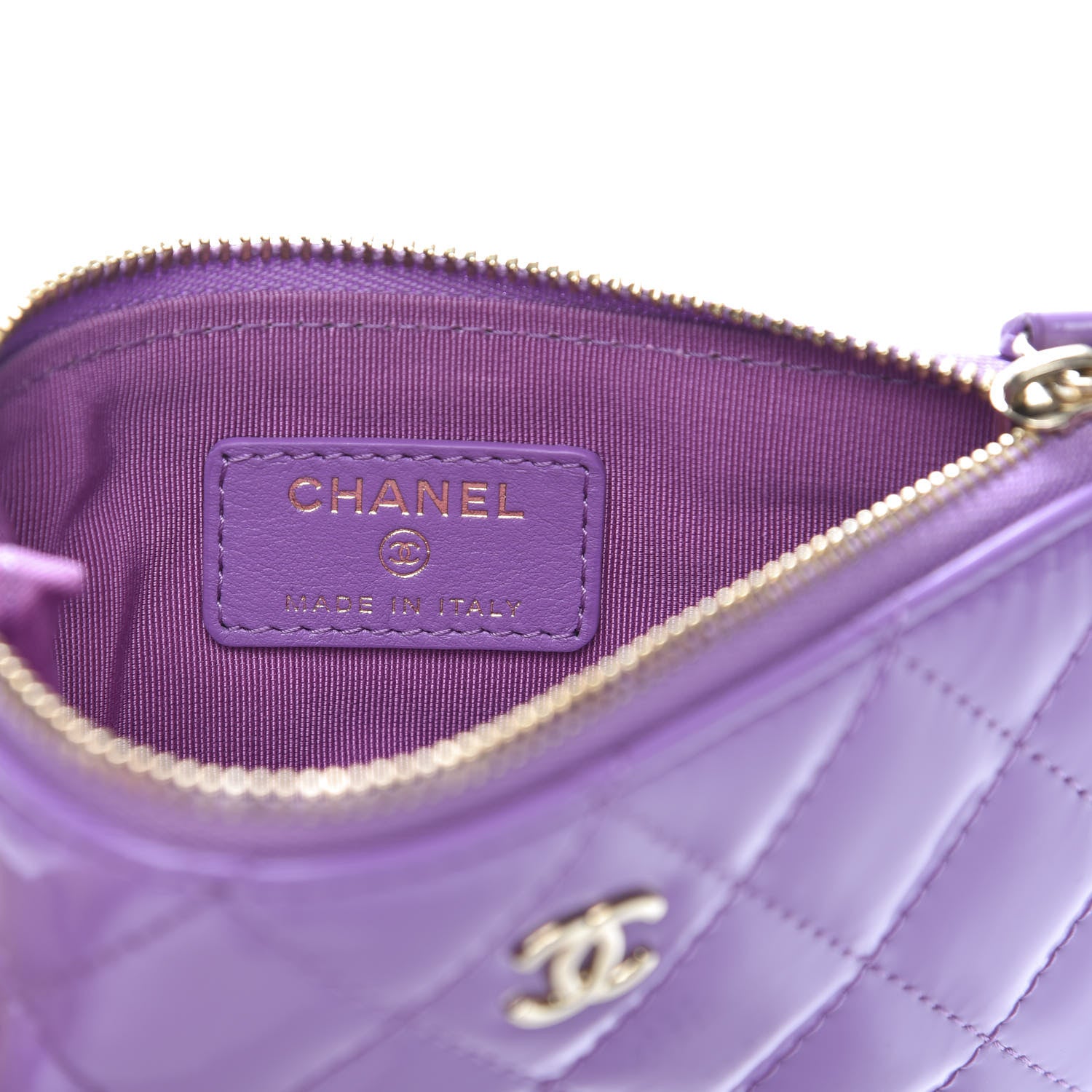Chanel Patent Quilted Small Cosmetic Case Purple 6 of 10
