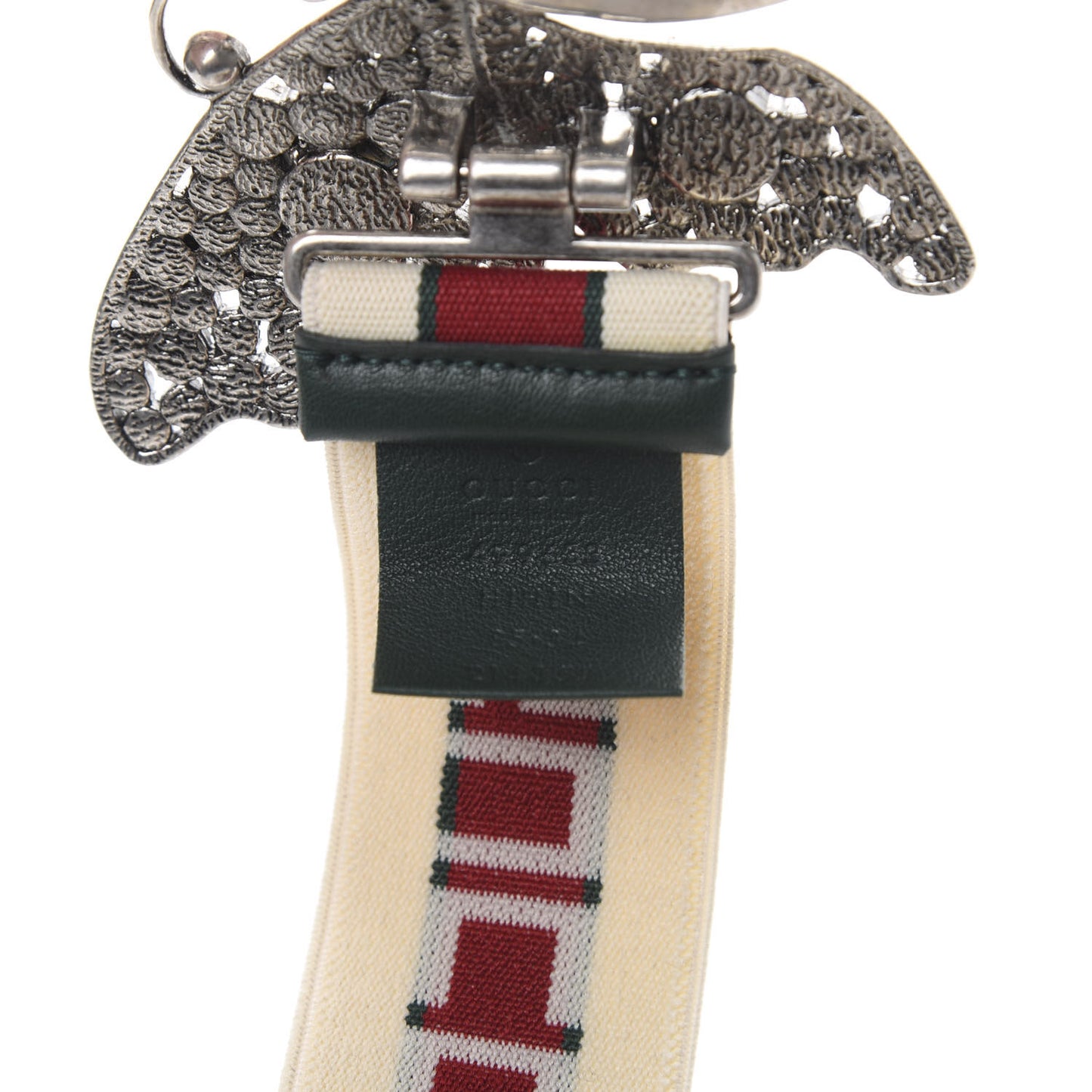 Jacquard Crystal Stripe Butterfly Belt 85 34 White