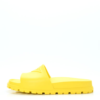 Prada EVA Rubber Triangle Logo Embossed Mens Lug Sole Slide Sandals 42 Sole 1 of 7