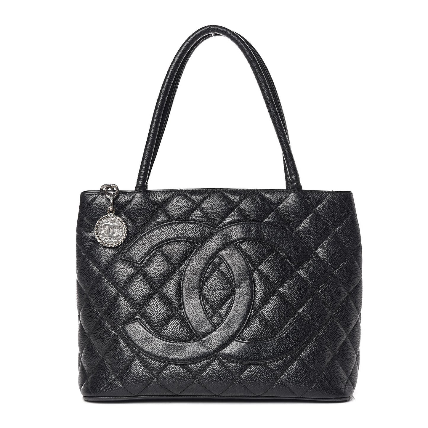 Caviar Quilted Medallion Tote Black