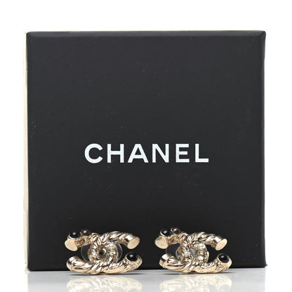 Chanel Pearl Resin Twisted CC Earrings Gold 5 of 5