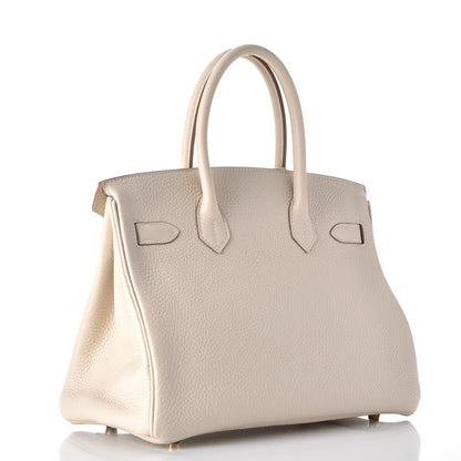 Hermes Taurillon Clemence Birkin 30 Craie 3 of 38