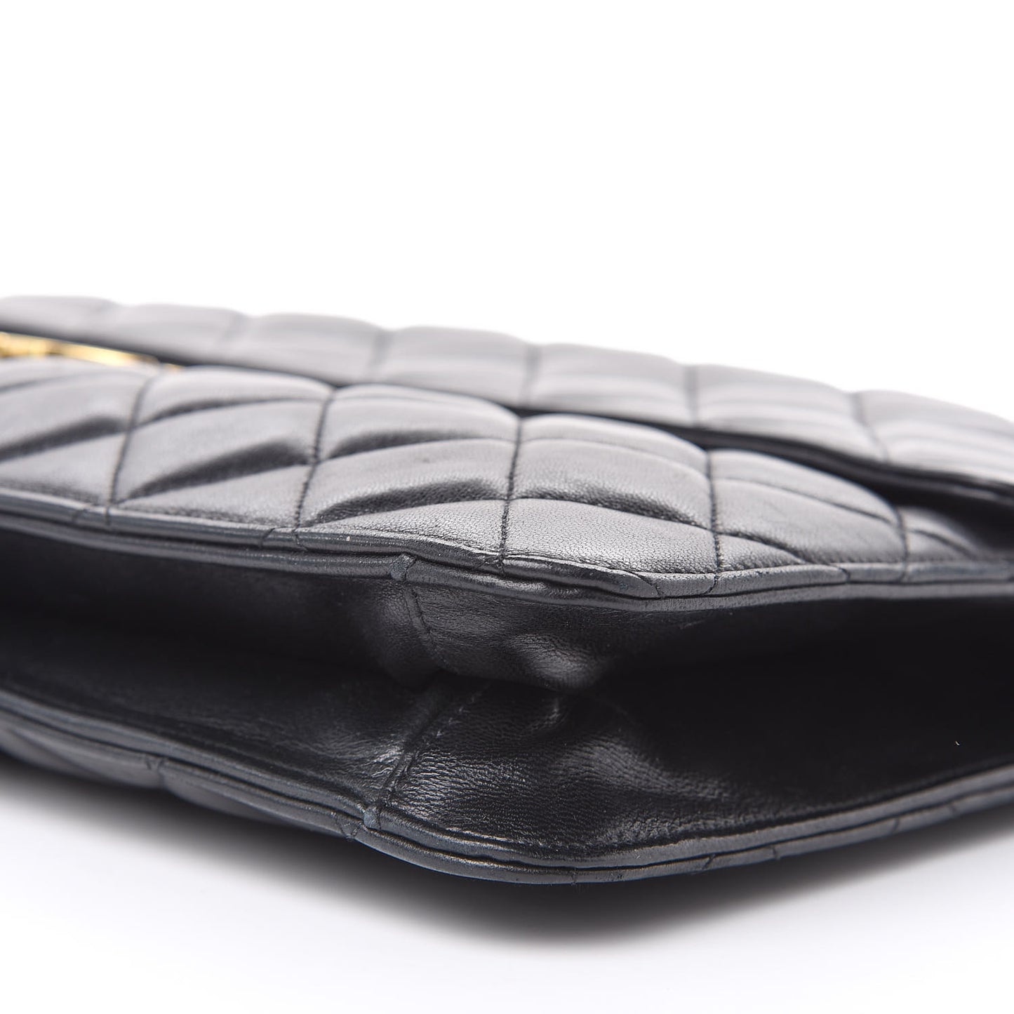 Lambskin Quilted Portfolio Flap Black