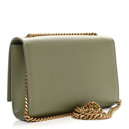Saint Laurent Grain De Poudre Small Monogram Kate Satchel Light Sage 2 of 9