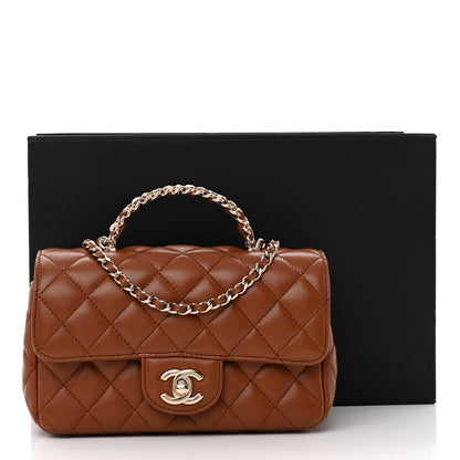 Chanel Lambskin Quilted Crystal Top Handle Rectangular Flap Brown 12 of 12