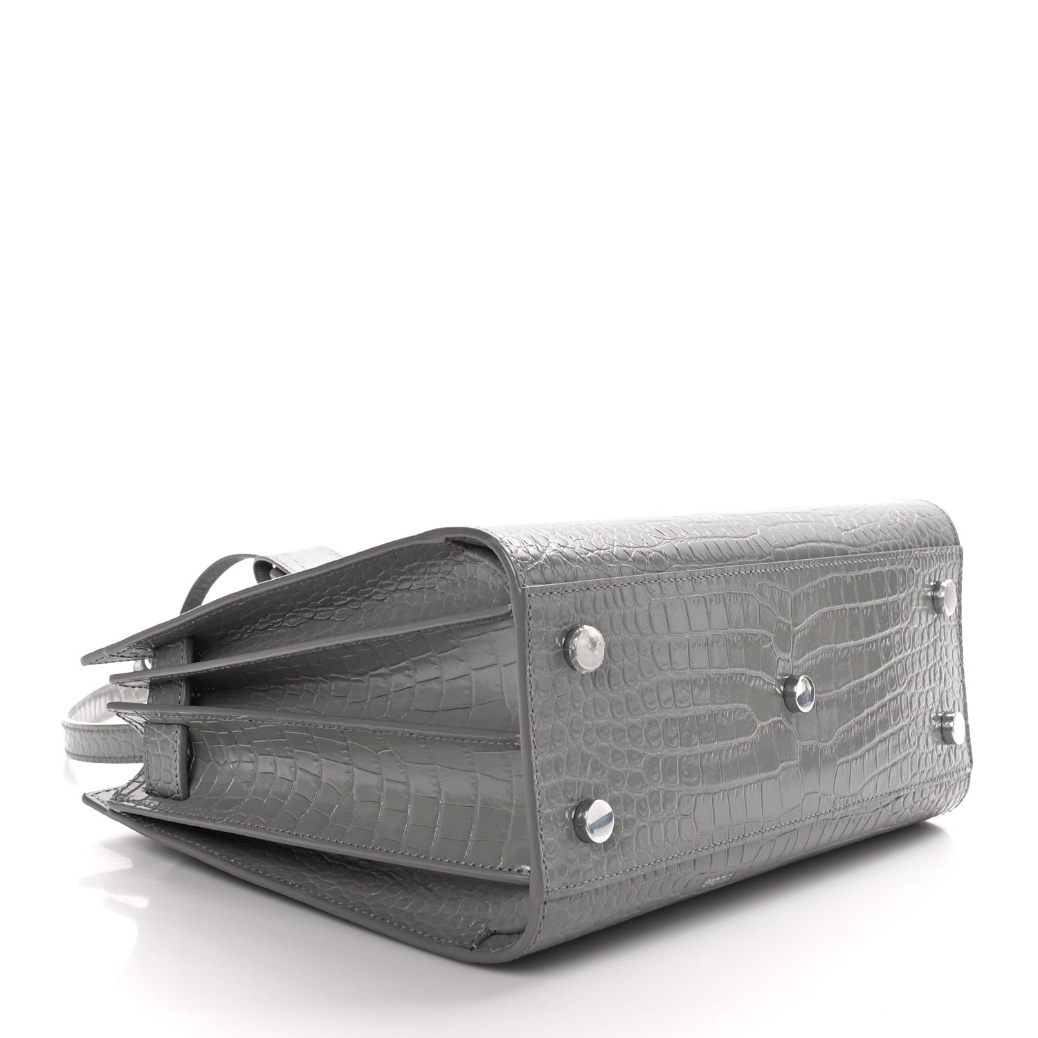 Saint Laurent Calfskin Crocodile Embossed Baby Sac De Jour New Stone Grey 4 of 9