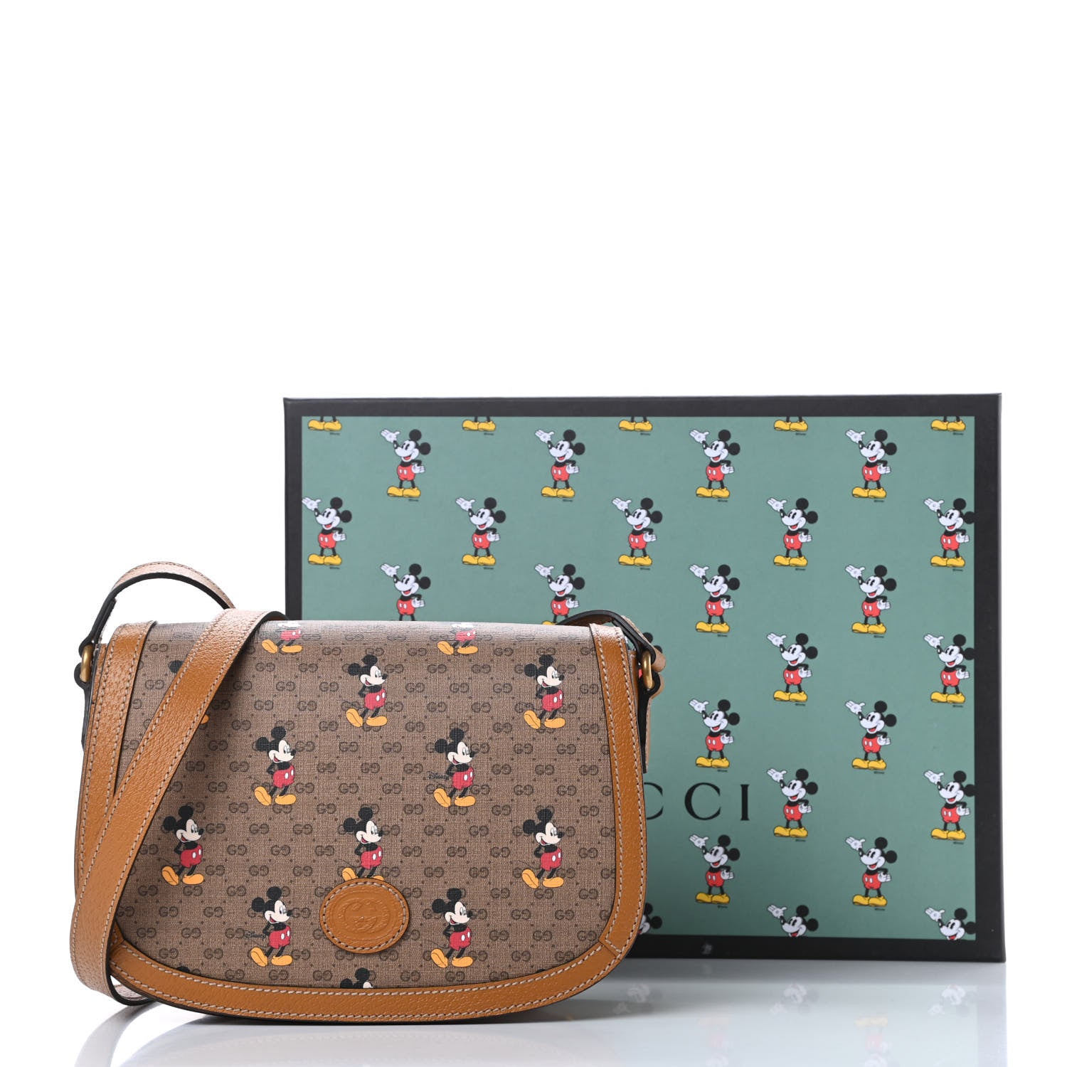 Gucci X DISNEY Mini Vintage GG Supreme Monogram Mickey Mouse Small Flap Messenger Bag Beige Vintage Sun Oil 11 of 11
