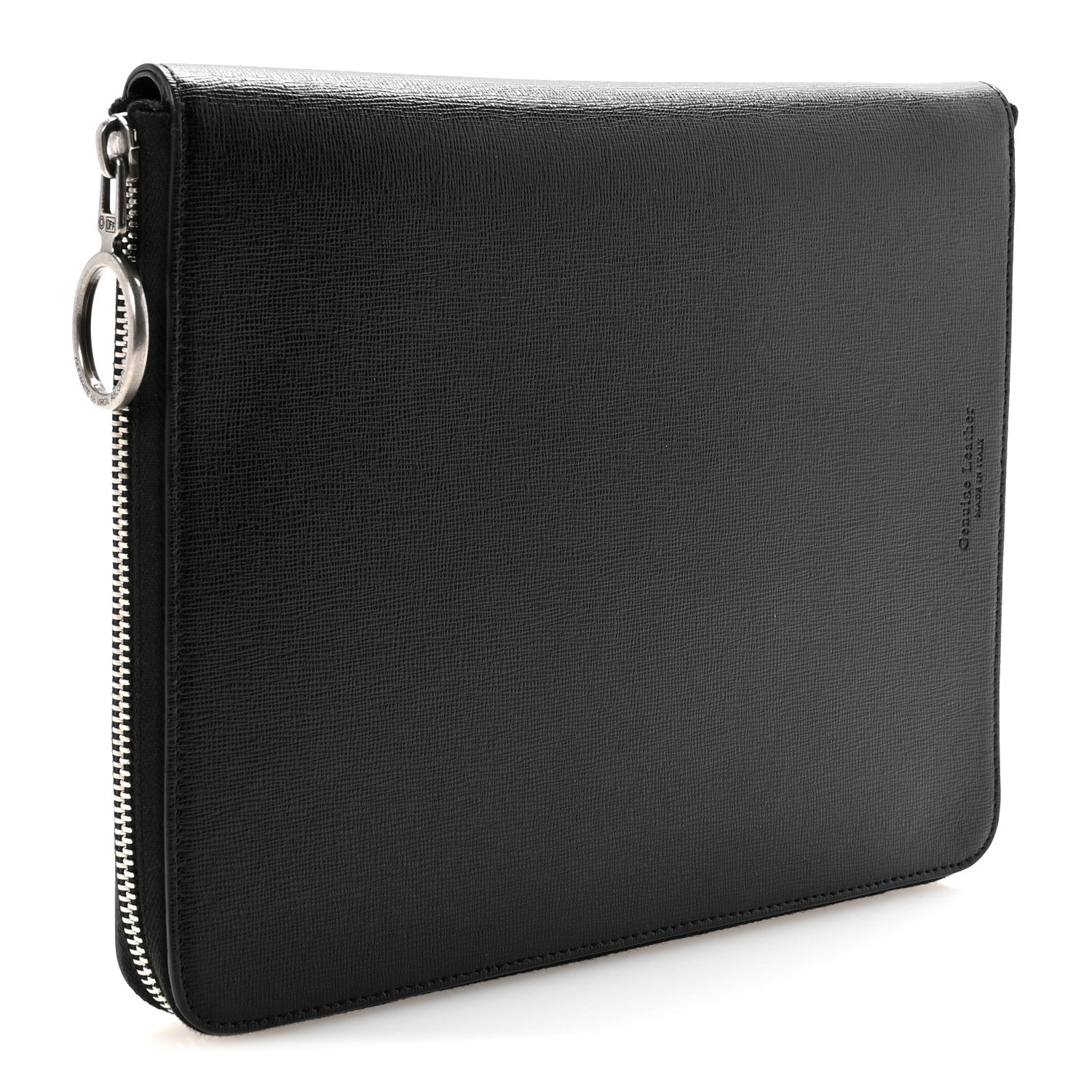 Off-White Saffiano Striped Diag Document Holder Black White 3 of 6