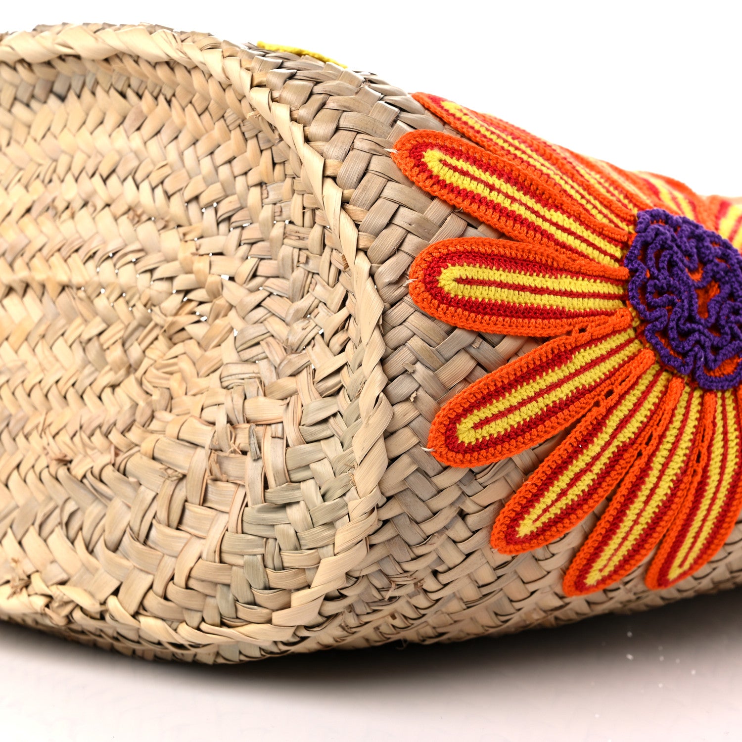 Loewe Raffia Floral Embroidered Small Basket Tote Bag Natural Tan 8 of 10