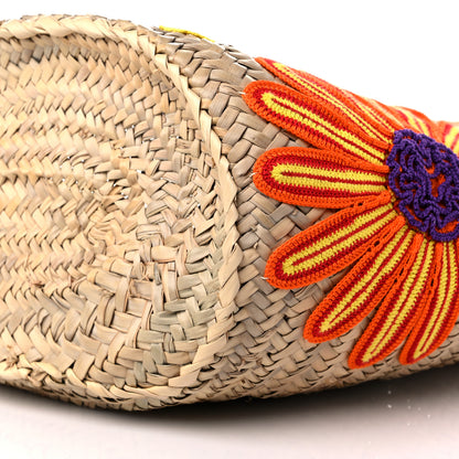 Loewe Raffia Floral Embroidered Small Basket Tote Bag Natural Tan 8 of 10