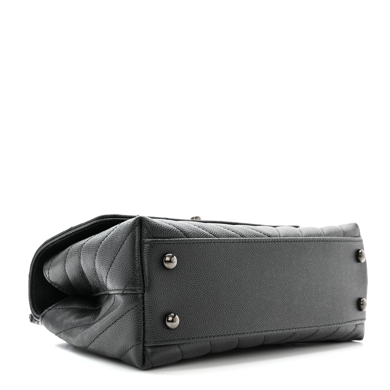 Chanel Caviar Chevron Quilted Mini Coco Handle Flap So Black 4 of 11