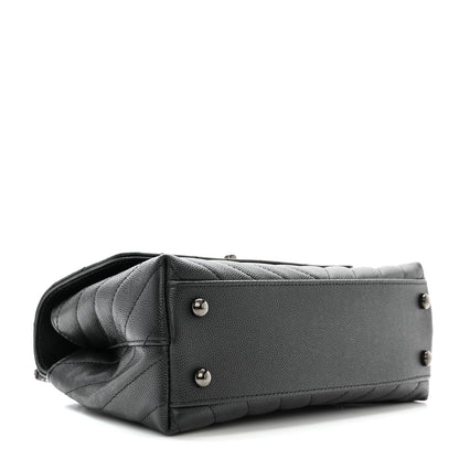 Chanel Caviar Chevron Quilted Mini Coco Handle Flap So Black 4 of 11