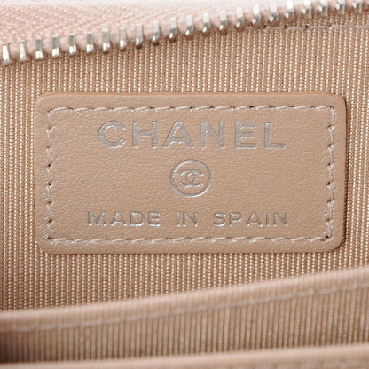 Chanel Metallic Caviar Chevron Quilted Zip Around Coin Purse Light Gold 6 of 8