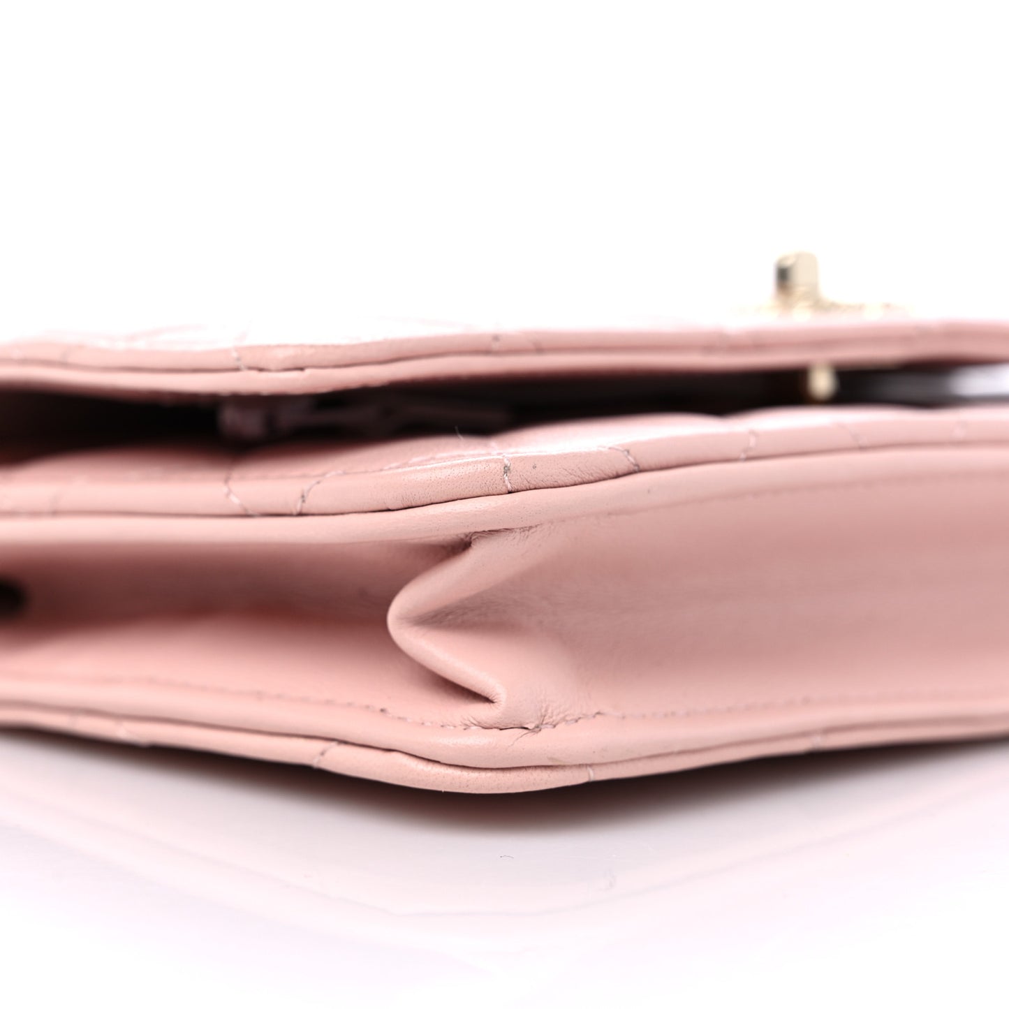 Lambskin Quilted Trendy Chain CC Wallet On Chain WOC Light Pink