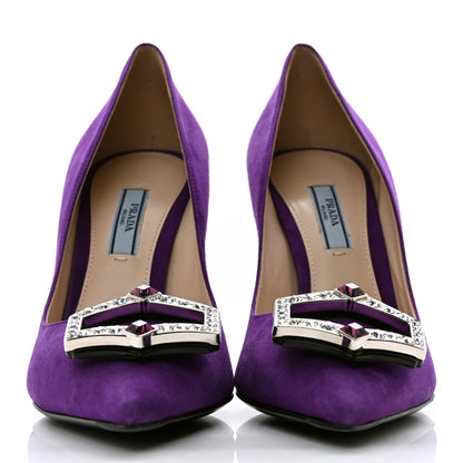 Prada Suede Heel Pumps 38 Purple 2 of 8