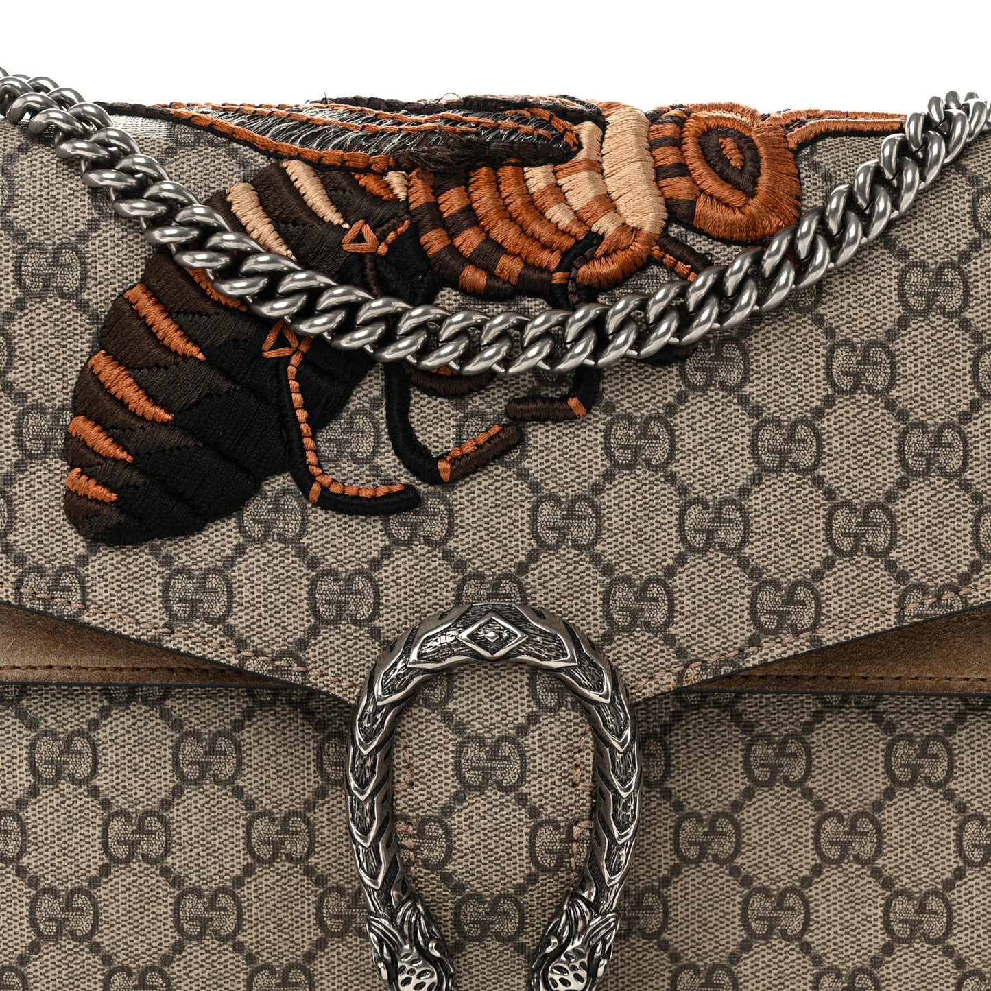 GG Supreme Monogram Bee Embroidered Medium Dionysus Shoulder Bag Taupe