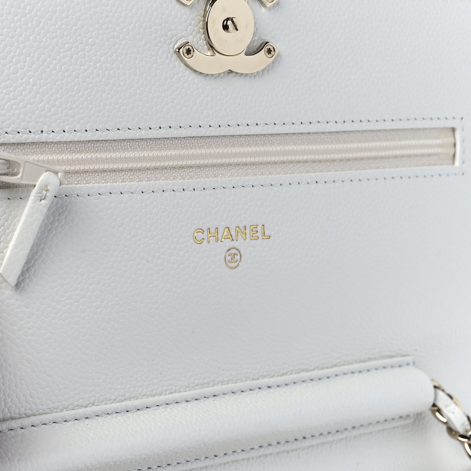 Chanel Caviar Quilted Enamel Wallet On Chain WOC White 6 of 13