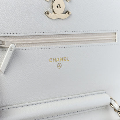 Chanel Caviar Quilted Enamel Wallet On Chain WOC White 6 of 13