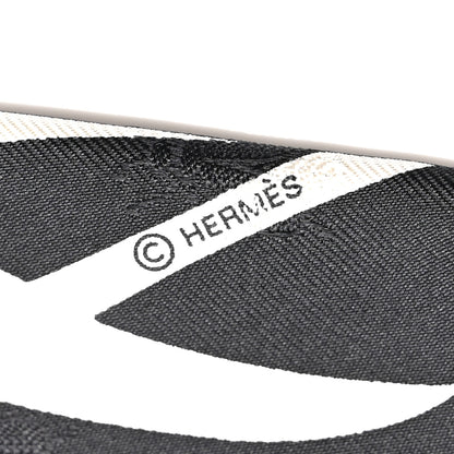 Hermes Silk Calfskin Bouquet Final Fringed Twilly Creme Black 4 of 4