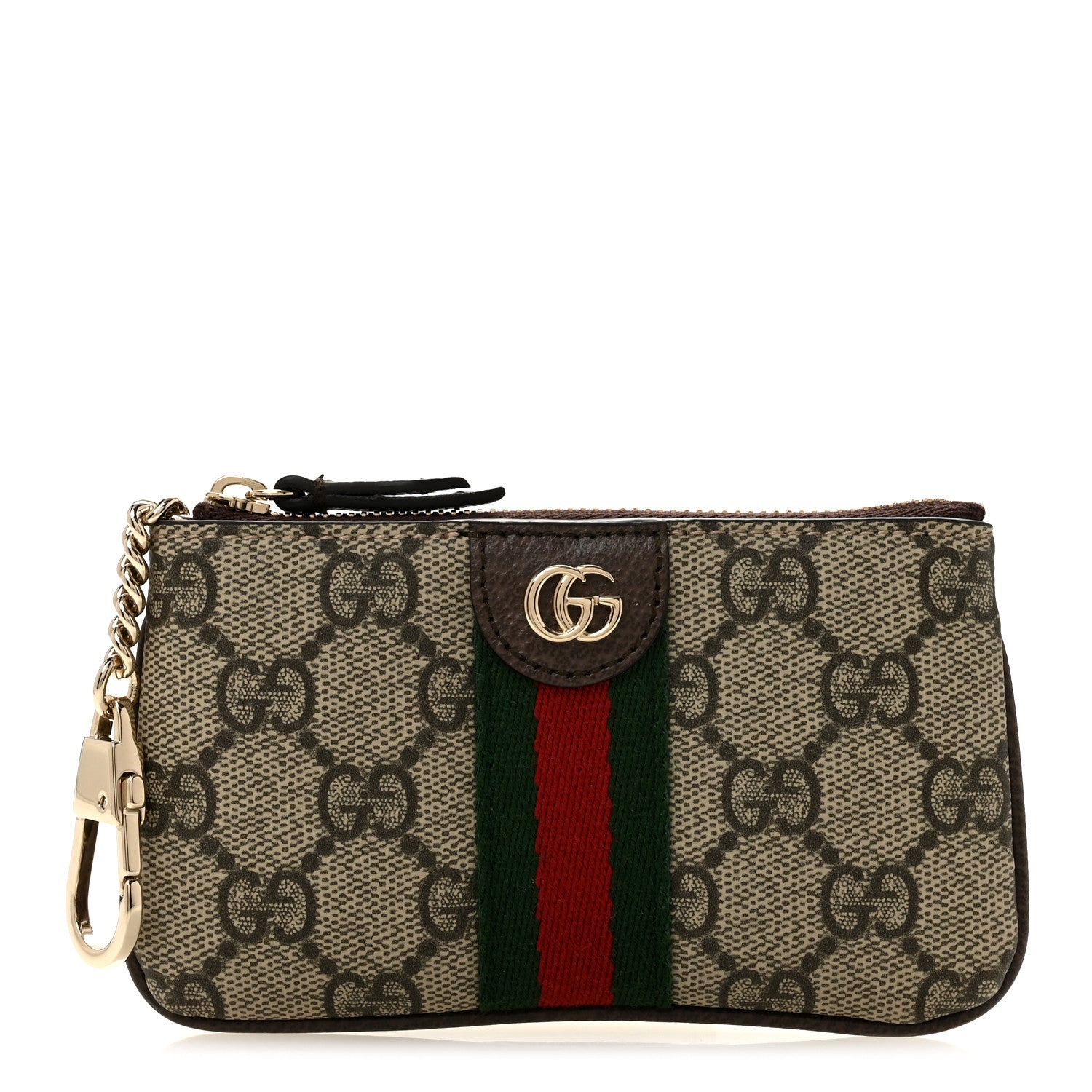 【大幅値下げ】GUCCI Gスプチャーム Gucci GG Supreme Monogram Web Ophidia Zip Key Pouch Brown 1918133